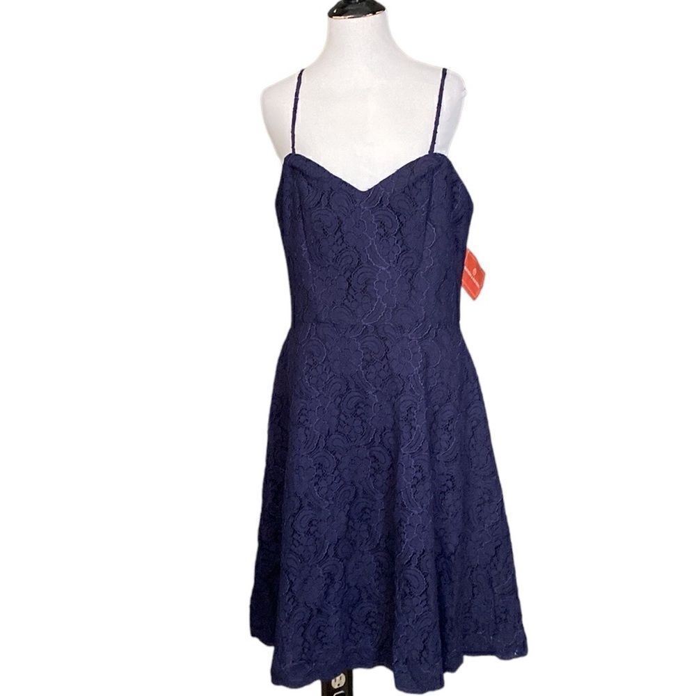 watters & watters navy blue lace dress Bridesmaid Prom NWT